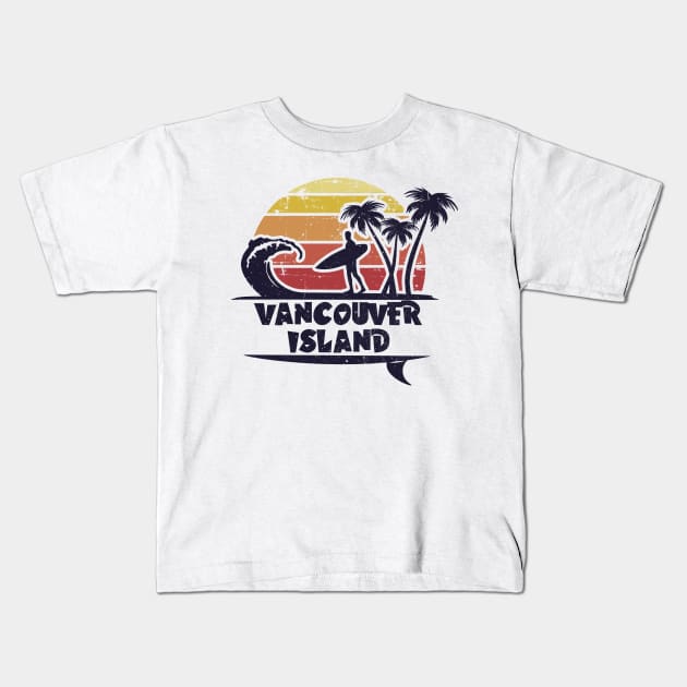 Vancouver Island surfing. Perfect present for mom mother dad father friend him or her Kids T-Shirt by SerenityByAlex